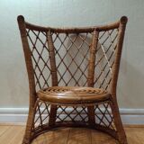 Vintage gold rattan armchair