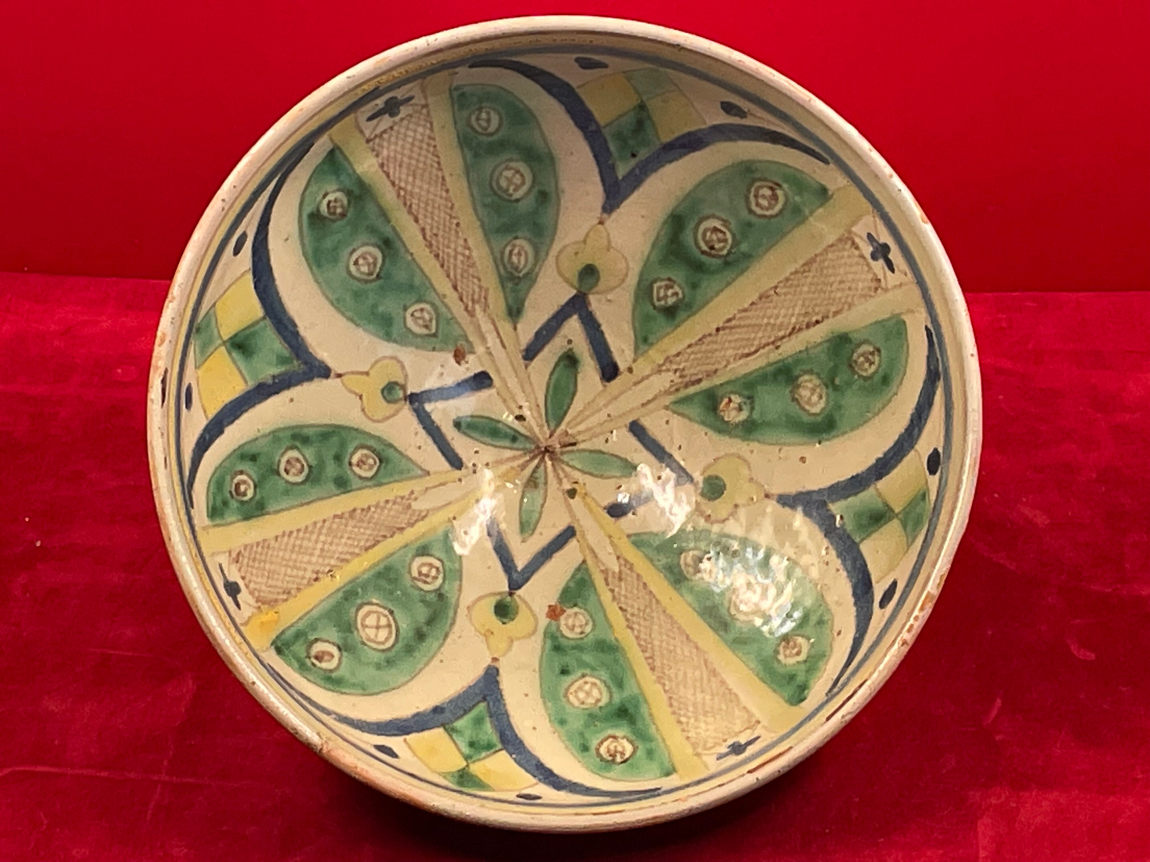 Standing cup mokhfia polychrome ceramic turtle tronja fez morocco xxth