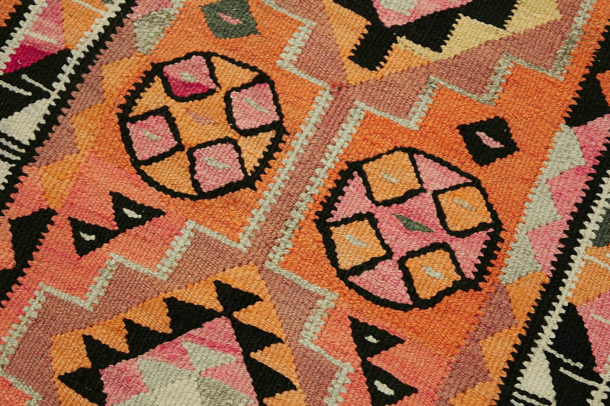 Turkish Handwoven Vintage Herki Kilim 94 cm x 304 cm
