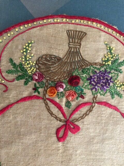 old oval placemat handmade embroidery 36x50