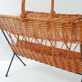Rattan magazine holders - vintage steel
