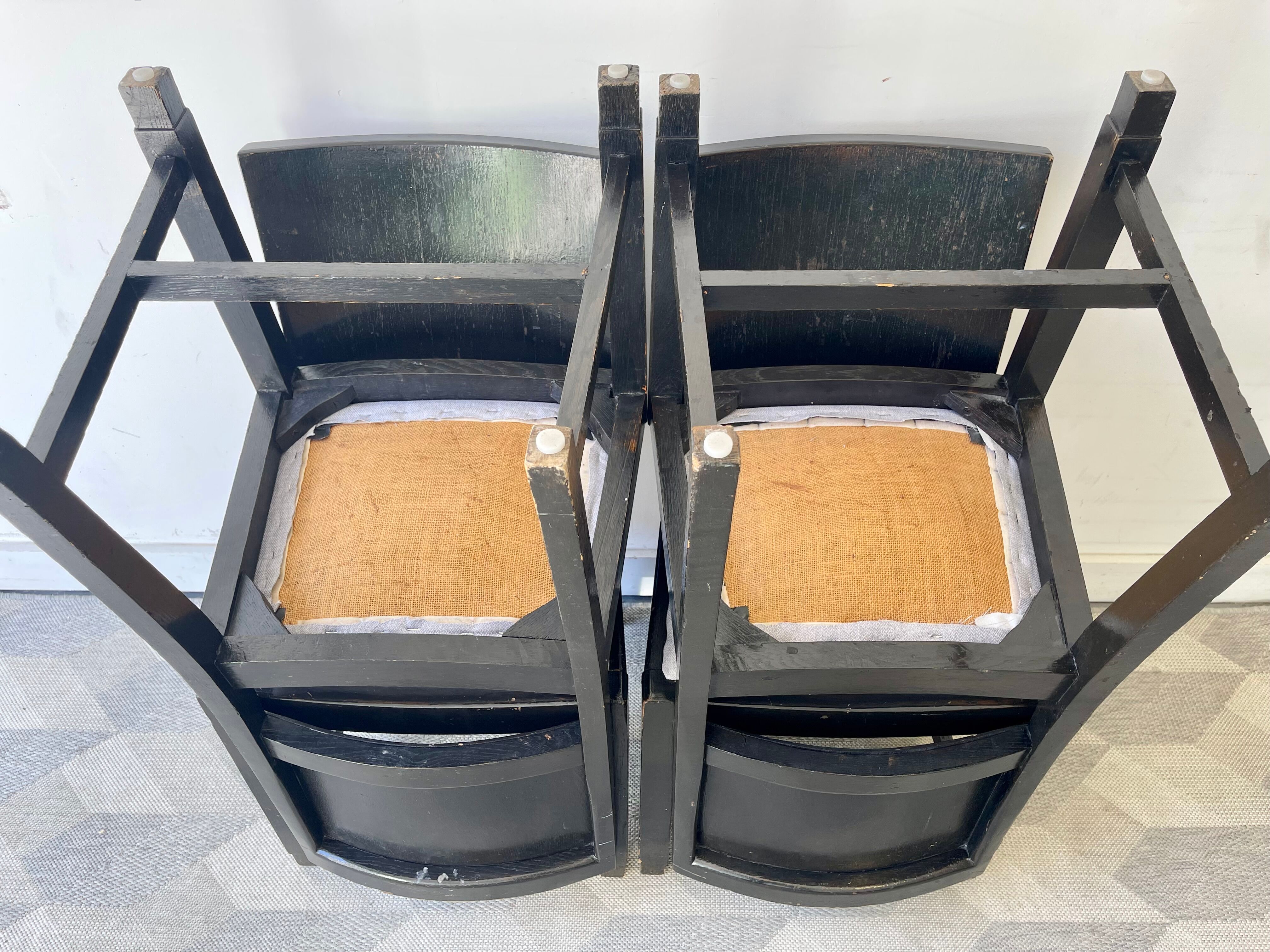 Set de 4 chaises de salle à manger Art Déco en noir