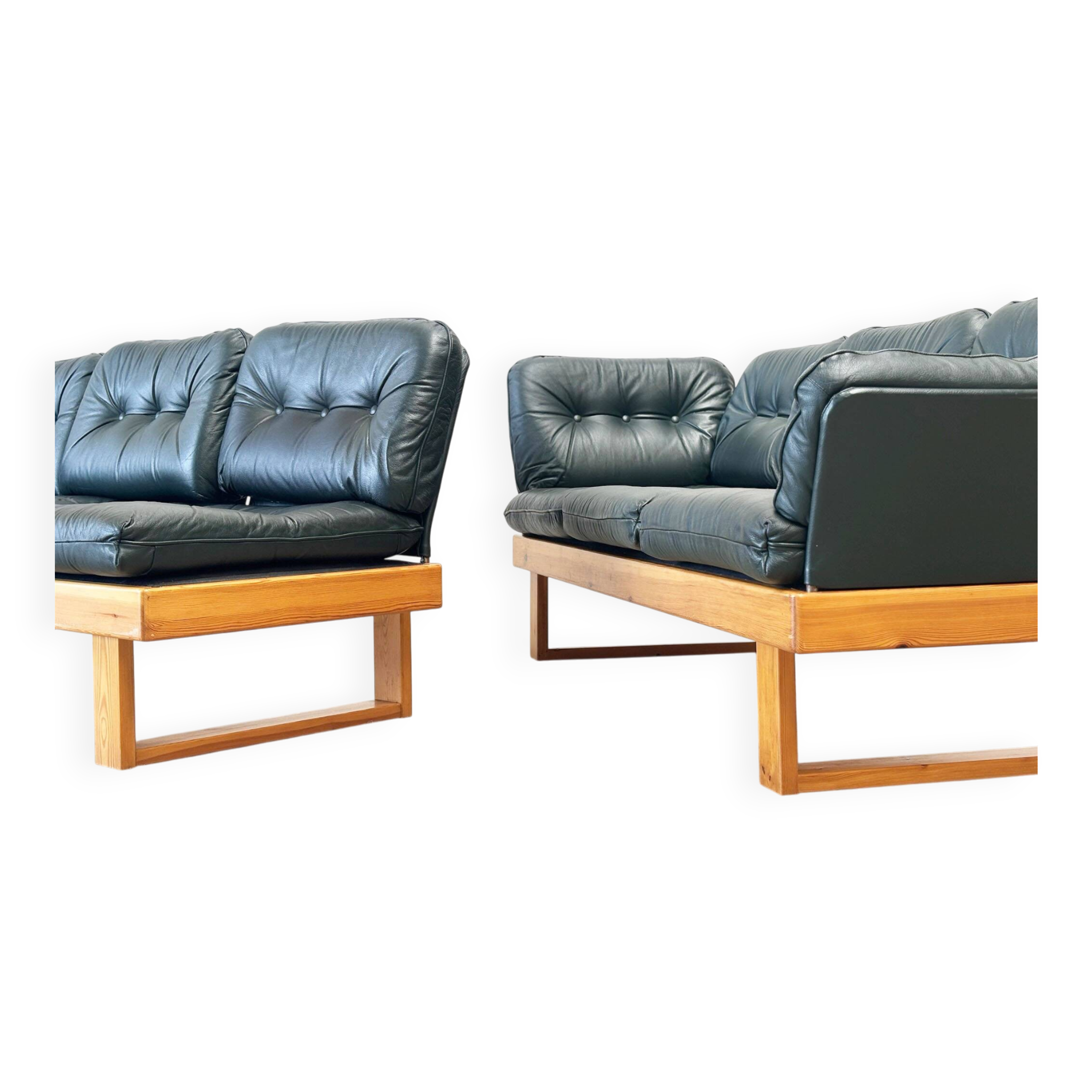 1970's dark green German corner bench