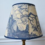 Jouy fabric lampshade, blue foliage pattern
