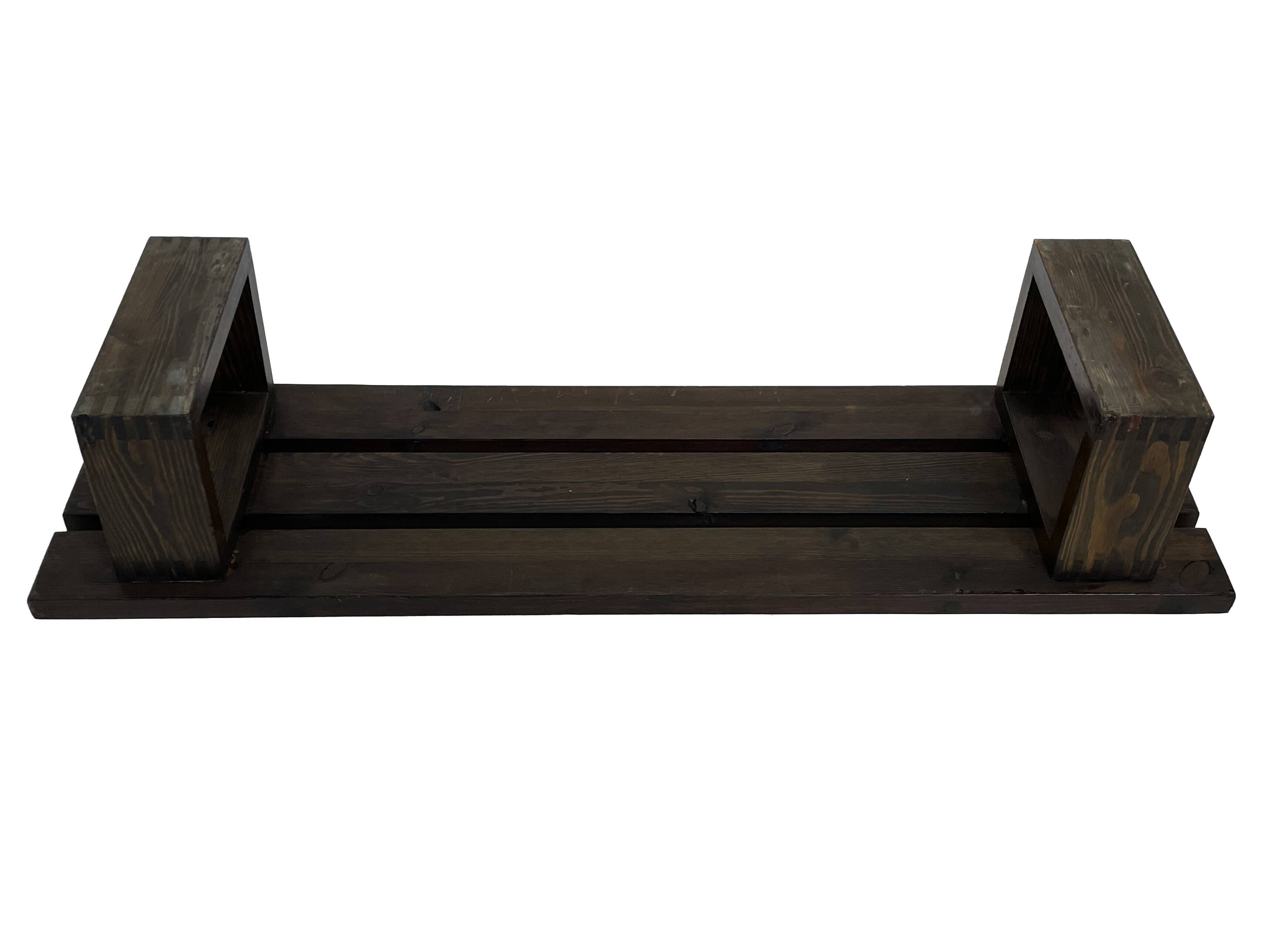 Minimalist vintage sofa design in wengé wood solid slatted bench