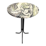 Table d'appoint en marbre italien avec base en fer noir, années 1970