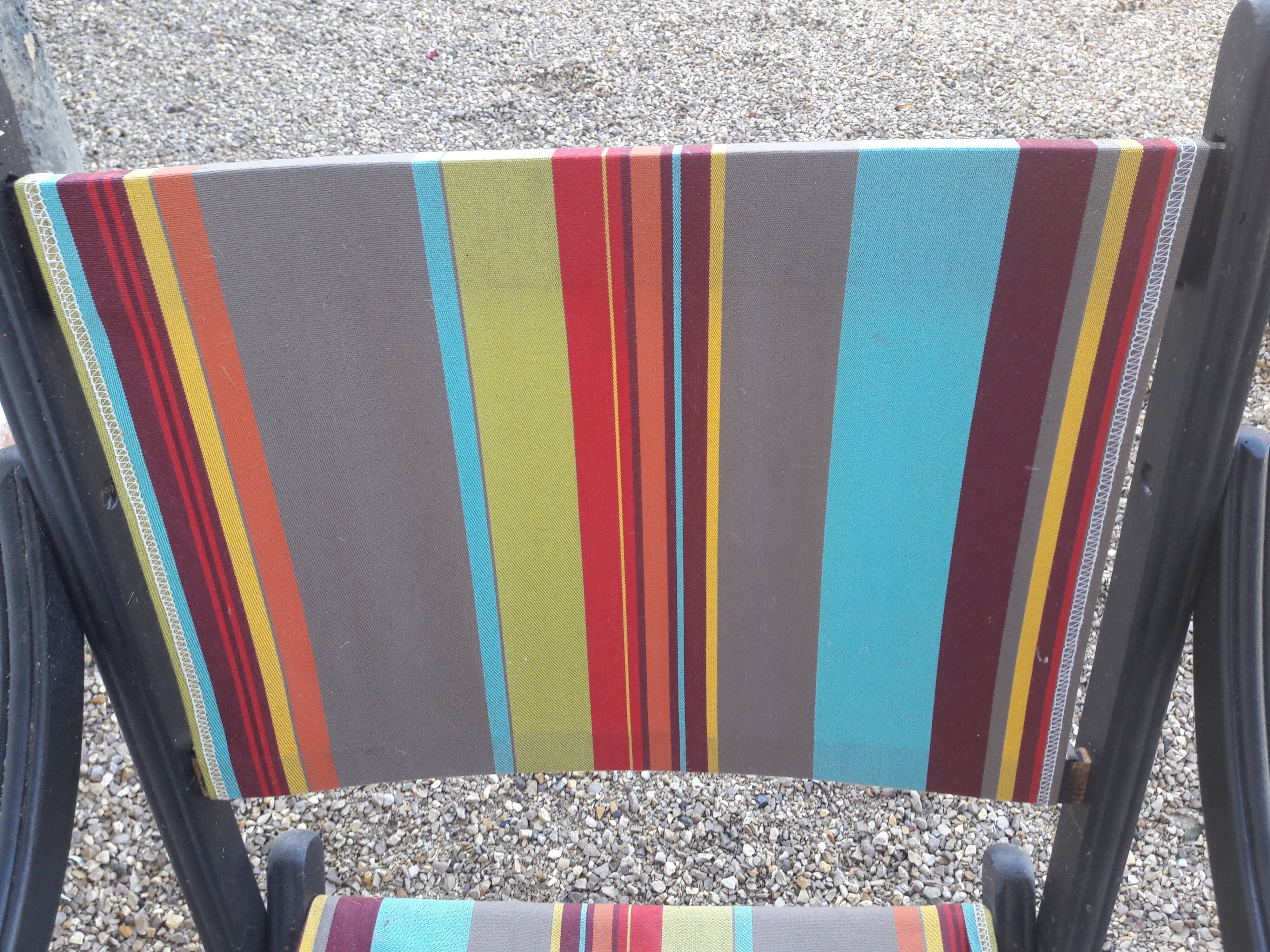 Duo of wood and canvas folding armchairs