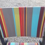 Duo of wood and canvas folding armchairs