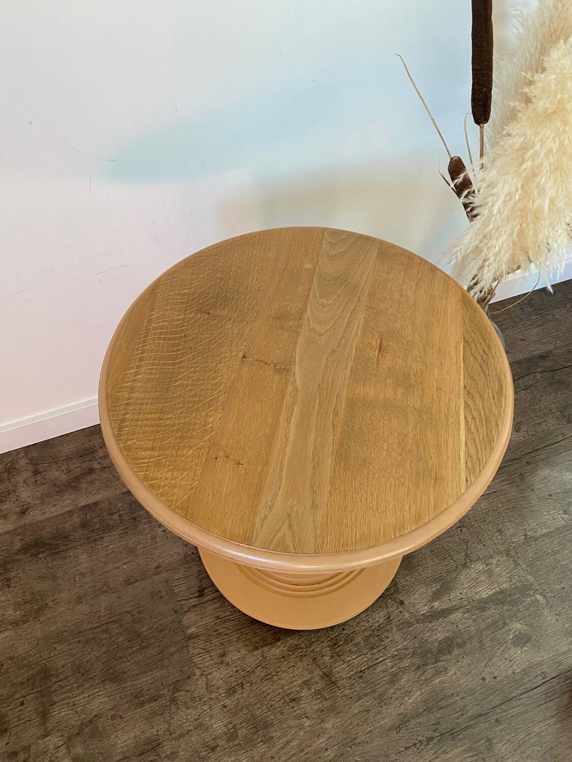 Terracotta Nude Spiral Turned Wood Side Table