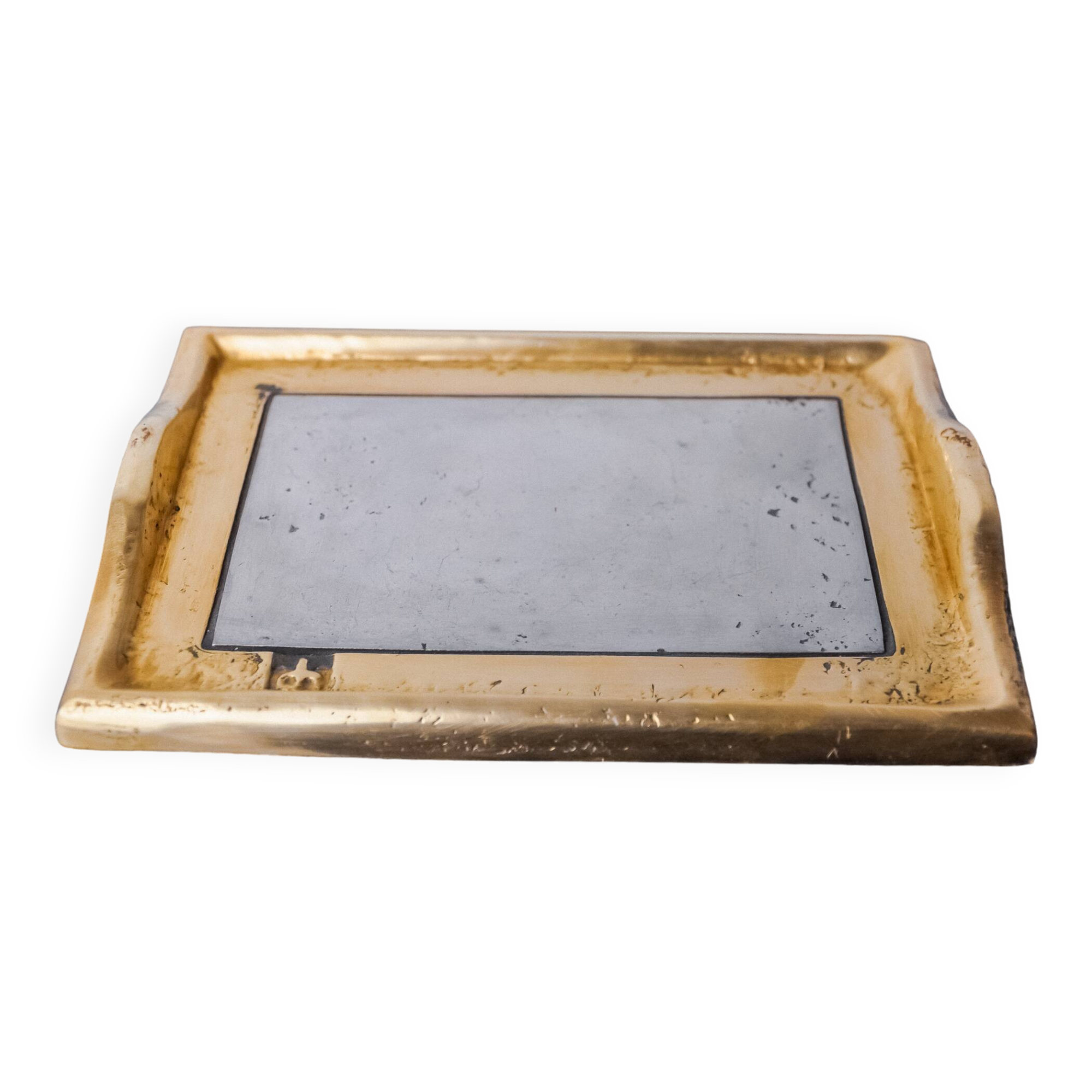 Brutalist pocket emptier by David Marshall, bronze and aluminum, Spain, 1980