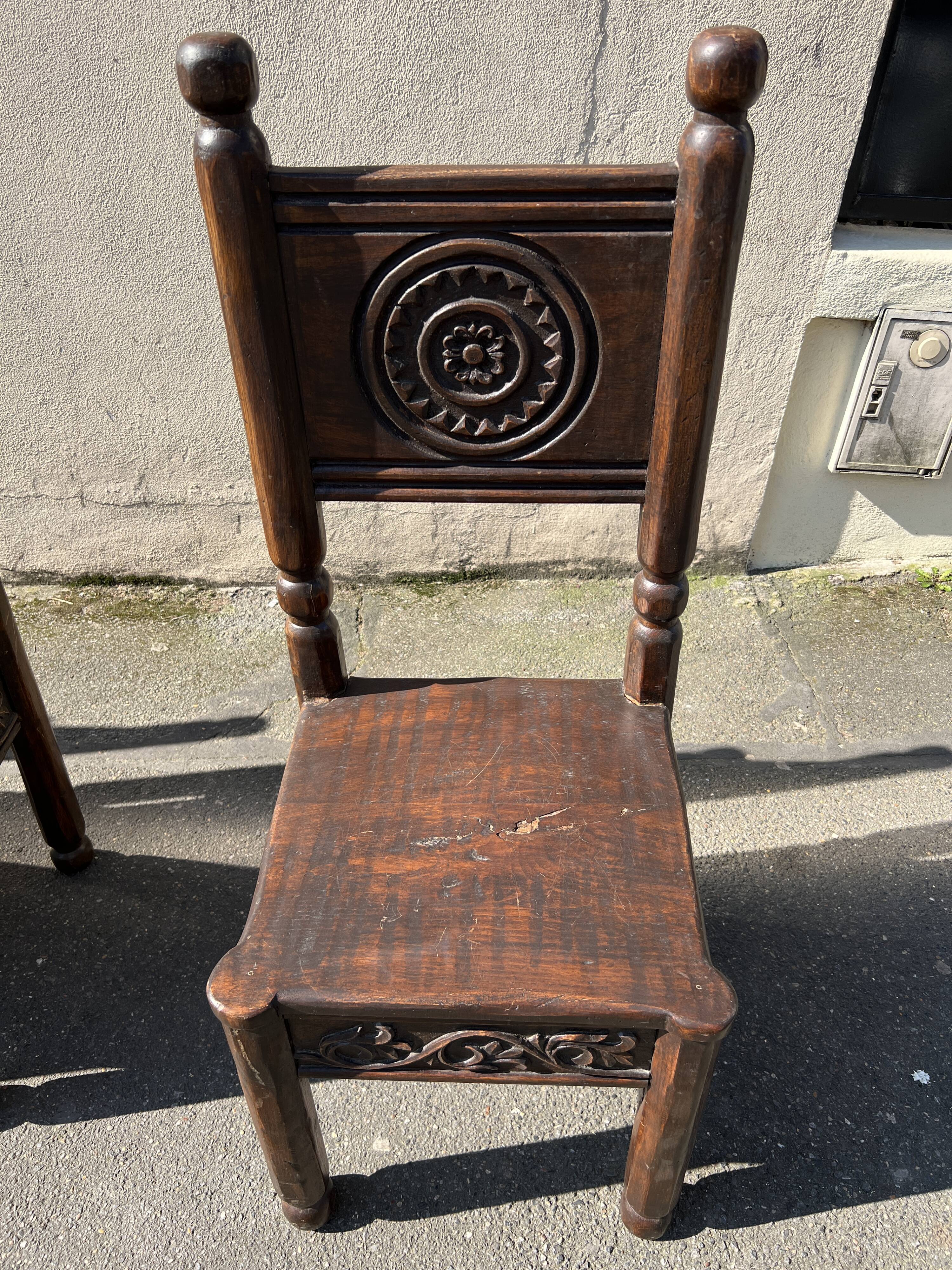 Set of 4 Breton chairs in solid wood
