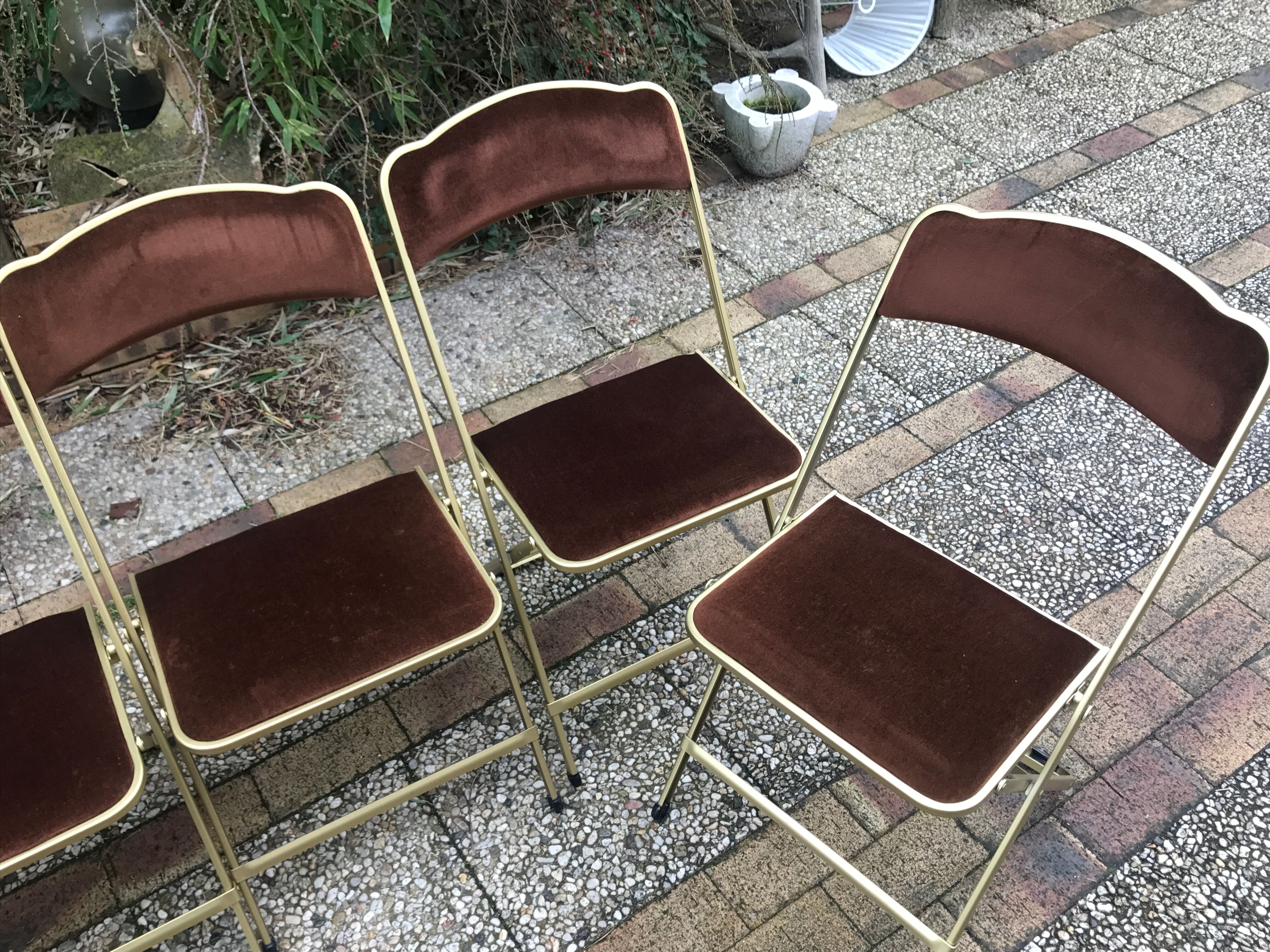Six vintage folding chairs