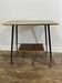 Vintage side table, brass gallery and wheels, 1950s.