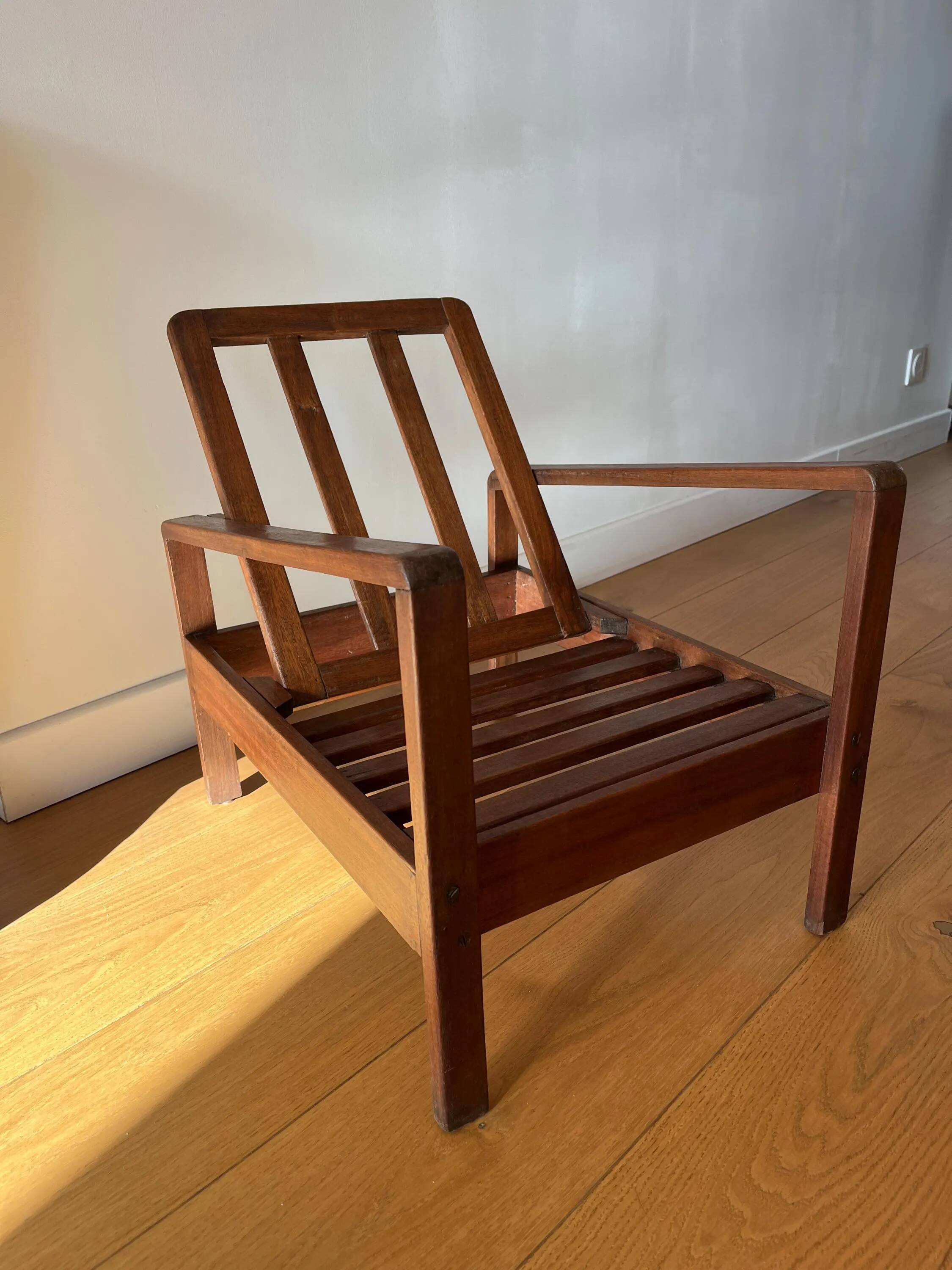 Vintage wooden armchair for children 1960