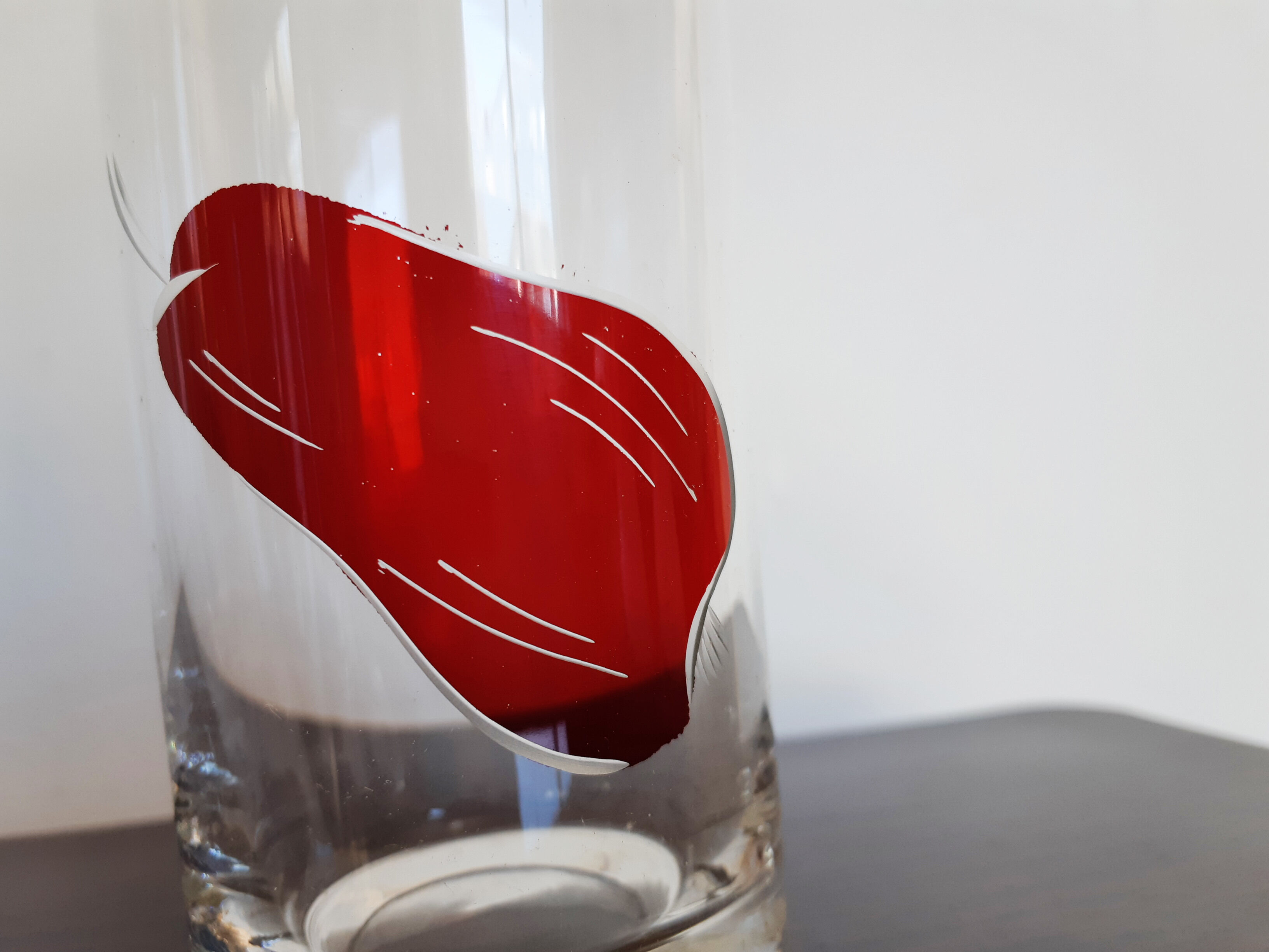 Carafe service and glass with orangeade or bohemian crystal water