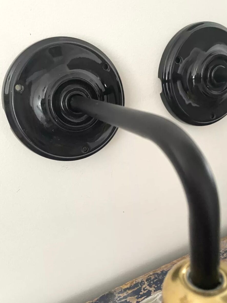 Set of two vintage electrified electrified glass wall lamps