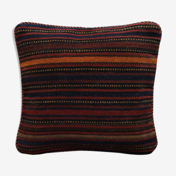 Bold Striped Wool Kilim Cushion Cover Handmade Scatter Pillow 35x35cm