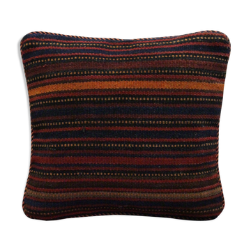 Bold Striped Wool Kilim Cushion Cover Handmade Scatter Pillow 35x35cm