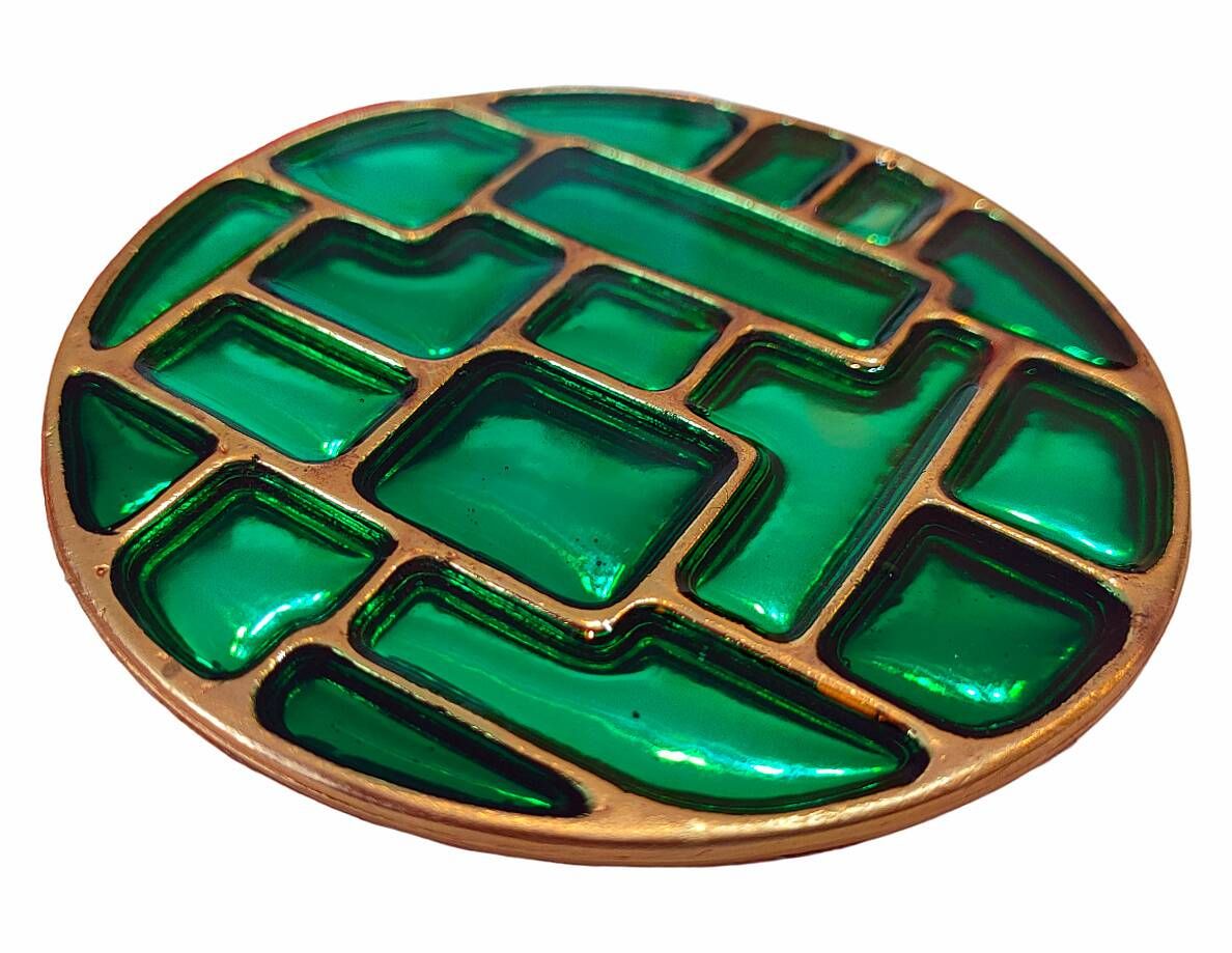 6 vintage cloisonné coasters in the style of mithé espelt, m. de crécy, ...