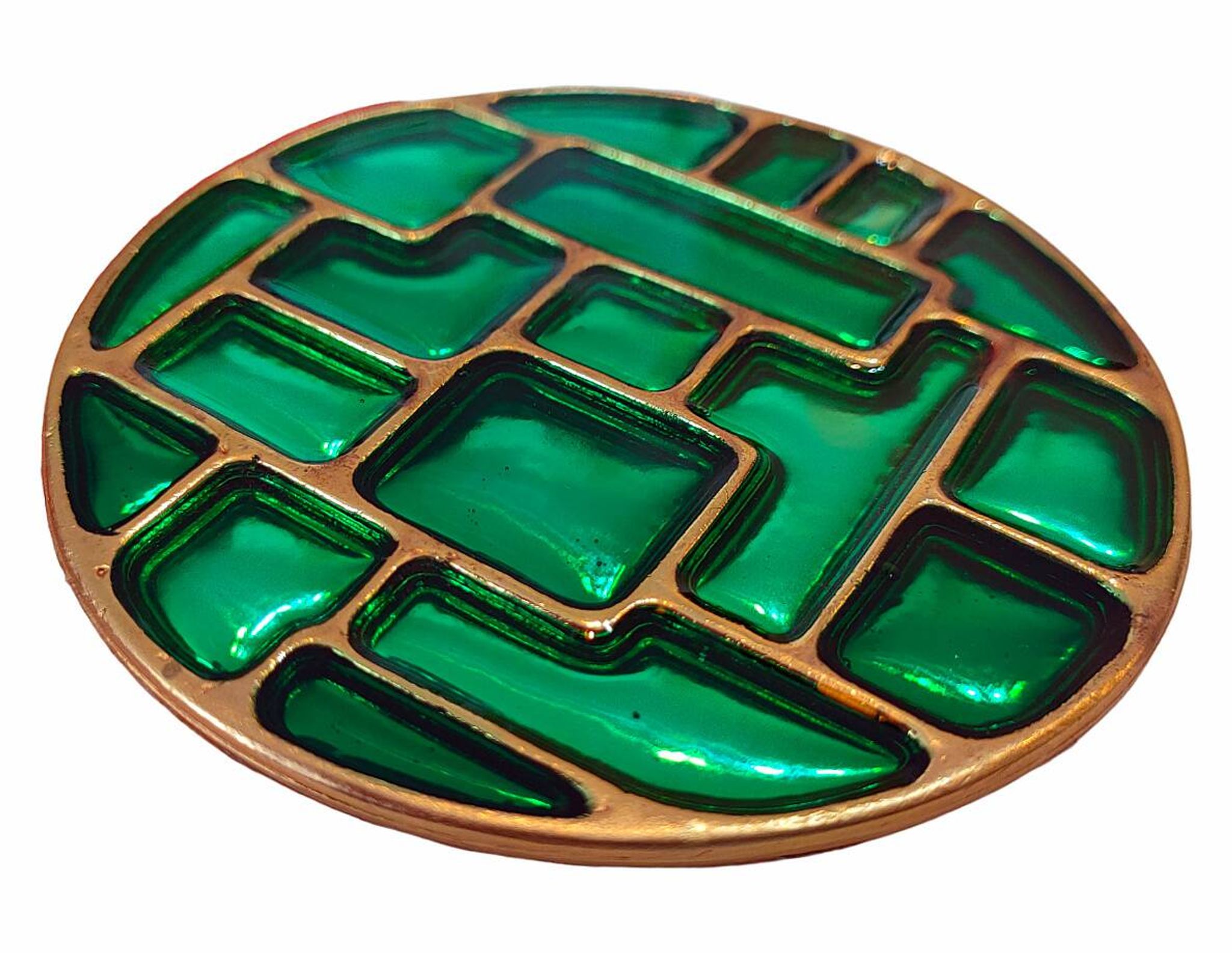 6 vintage cloisonné coasters in the style of mithé espelt, m. de crécy, ...
