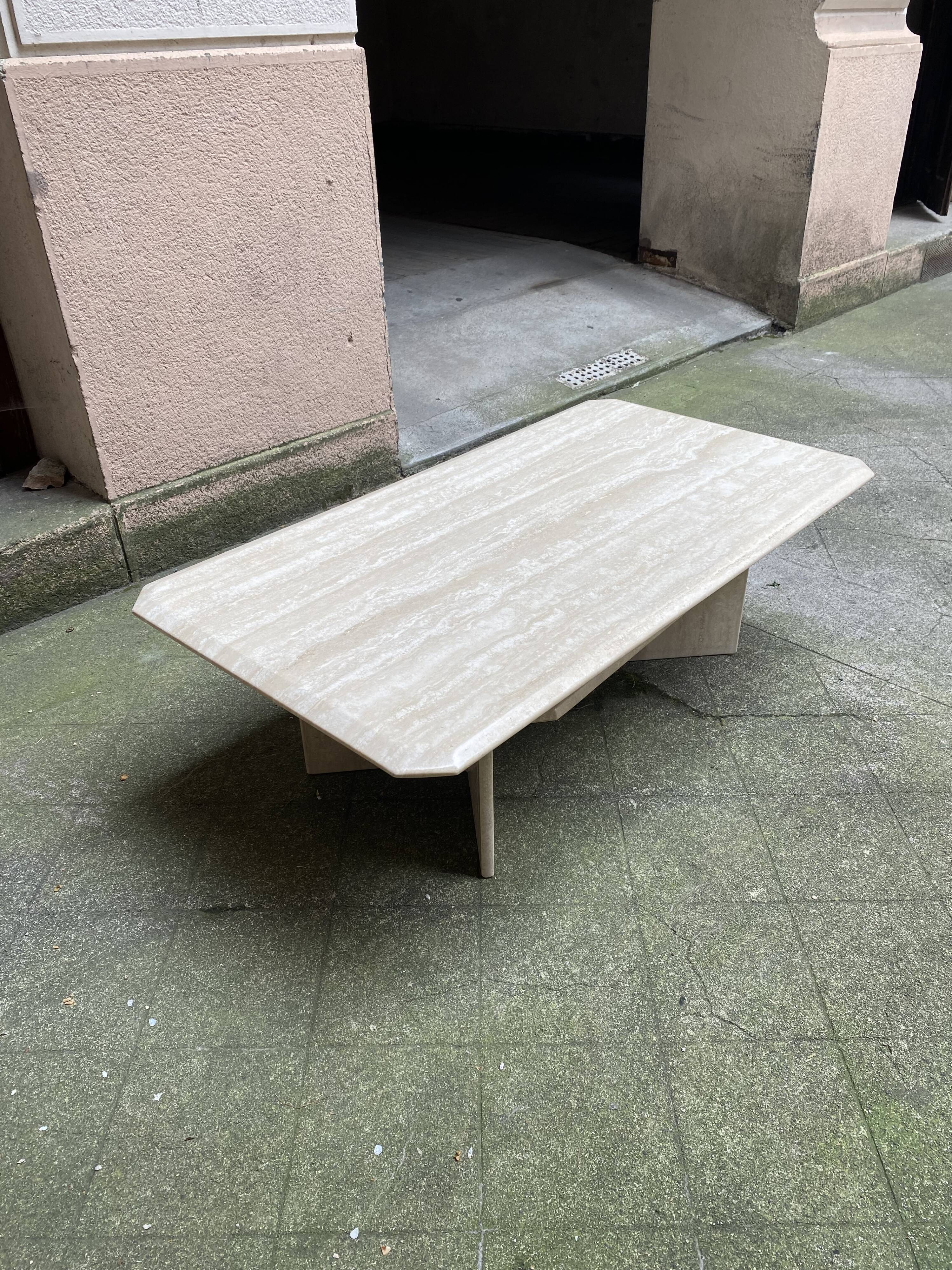 Rectangular travertine coffee table