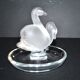 Lalique ring dish bird swan in frosted crystal and signed