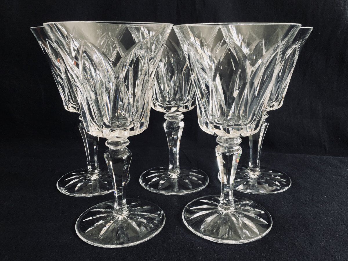 Set of 5 crystal water glasses of Saint Louis Camargue model