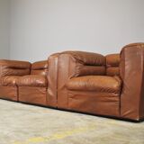 Cognac leather armchairs by BL Arredamenti, 1970s, set of 4