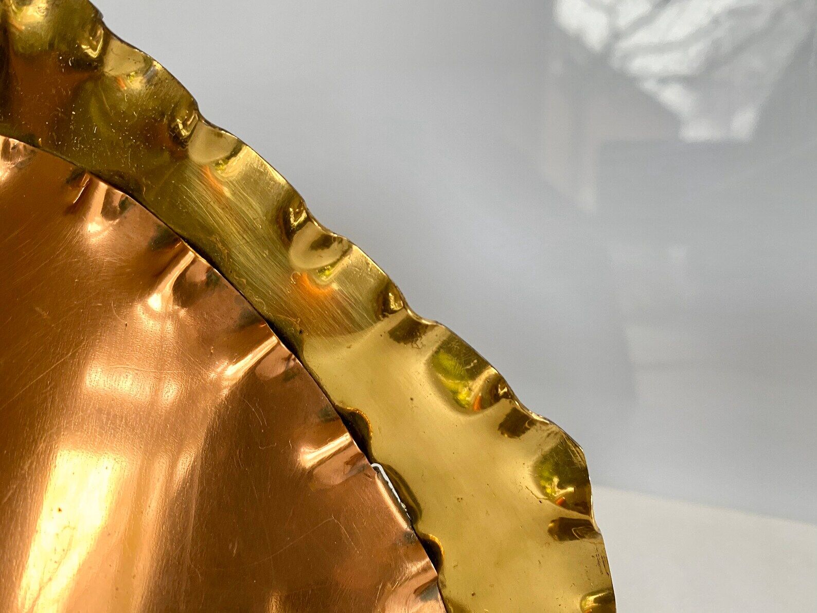 Unique mid century table lamp "fireplace" copper & brass, art deco, vintage light