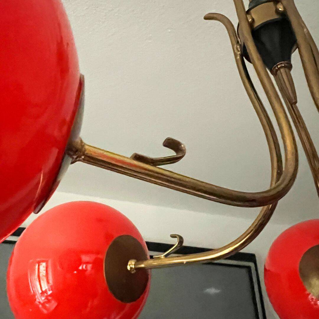 Vintage Orange Glass Chandelier, Sweden, 1970s