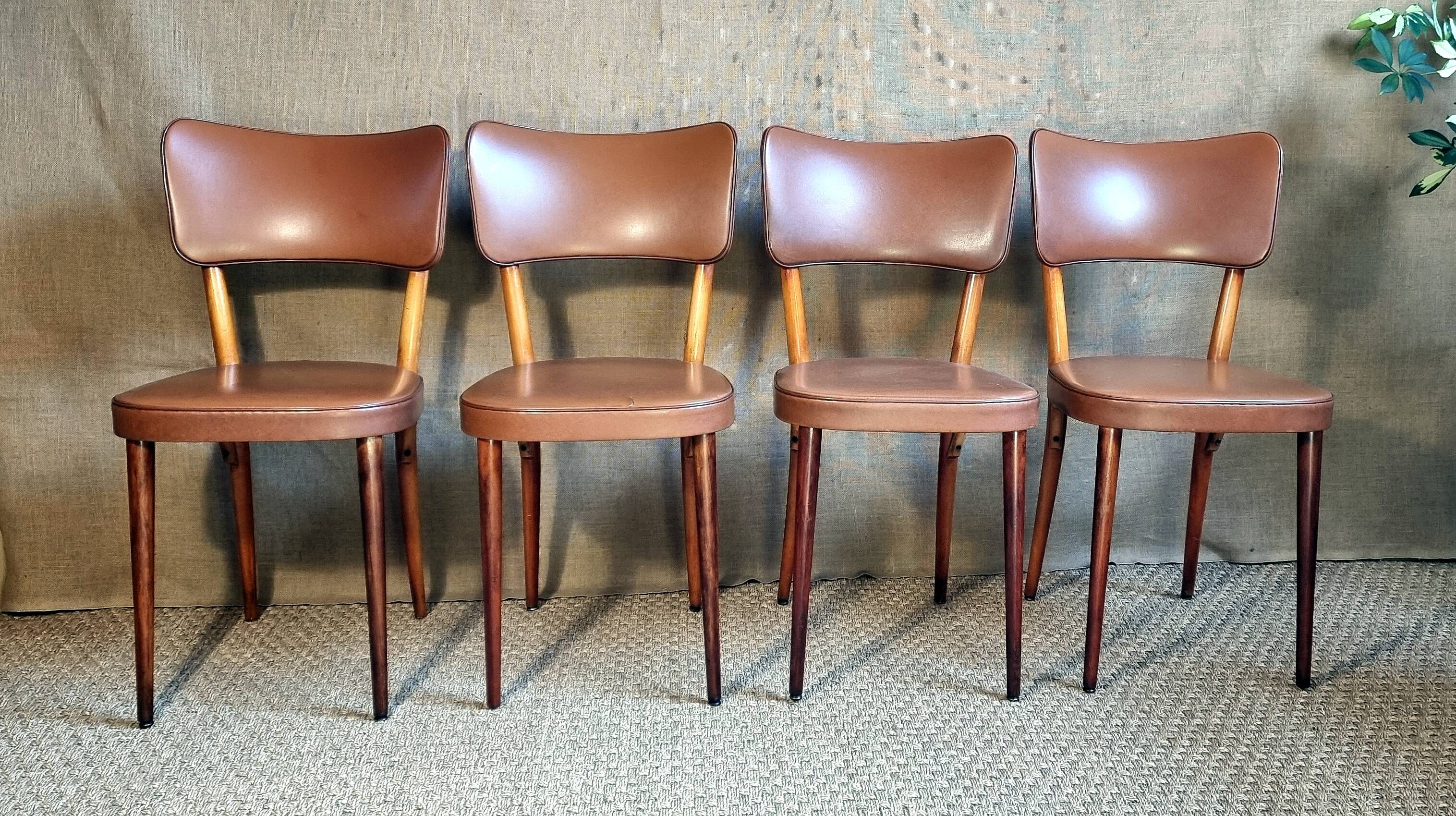 4 Baumann chairs n°267 50s