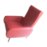 Imitation leather armchair Skaï red Vintage
