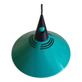 Emerald blue metal pendant light, Memphis style, space age -1980-
