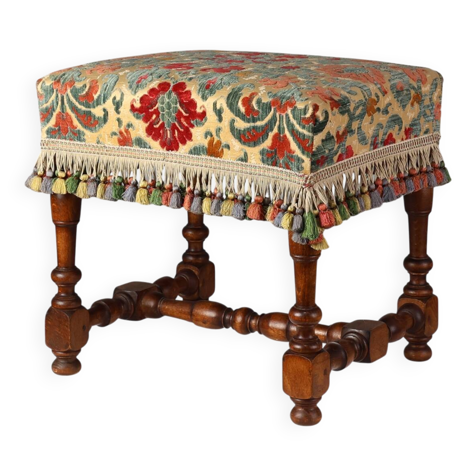 Early 20th Century Wood & Fabric footstool, France