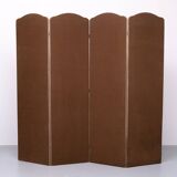 4 parts Brown Linen Fabric Room Divider 1970s Holland