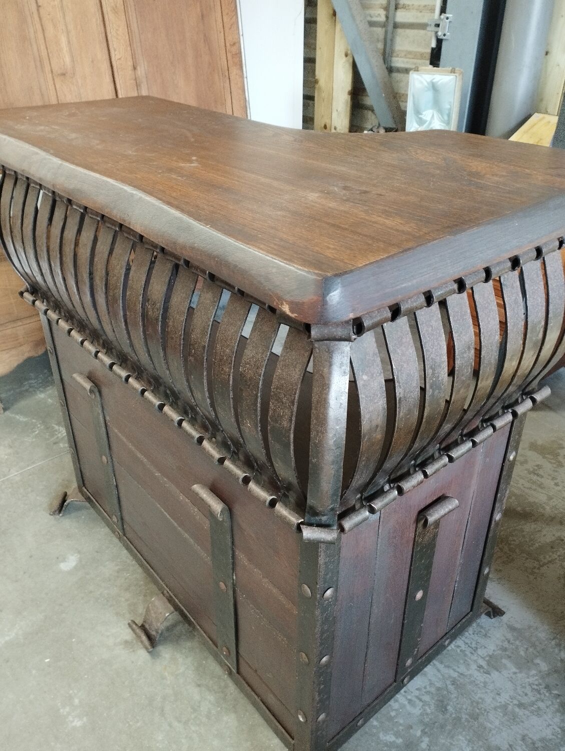 Wood and steel bar counter
