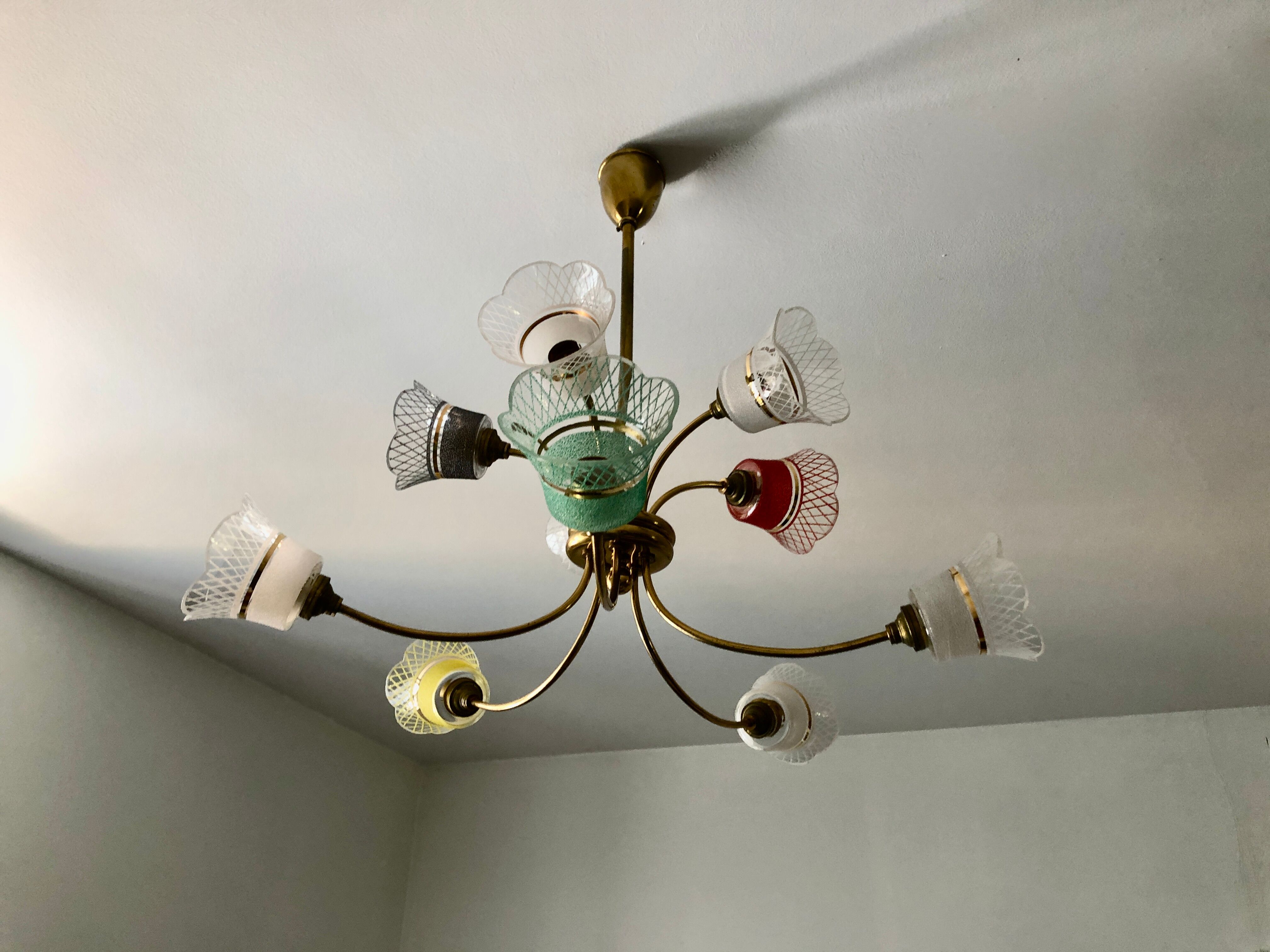 Chandelier granite glasses of colors 10 fires 1950