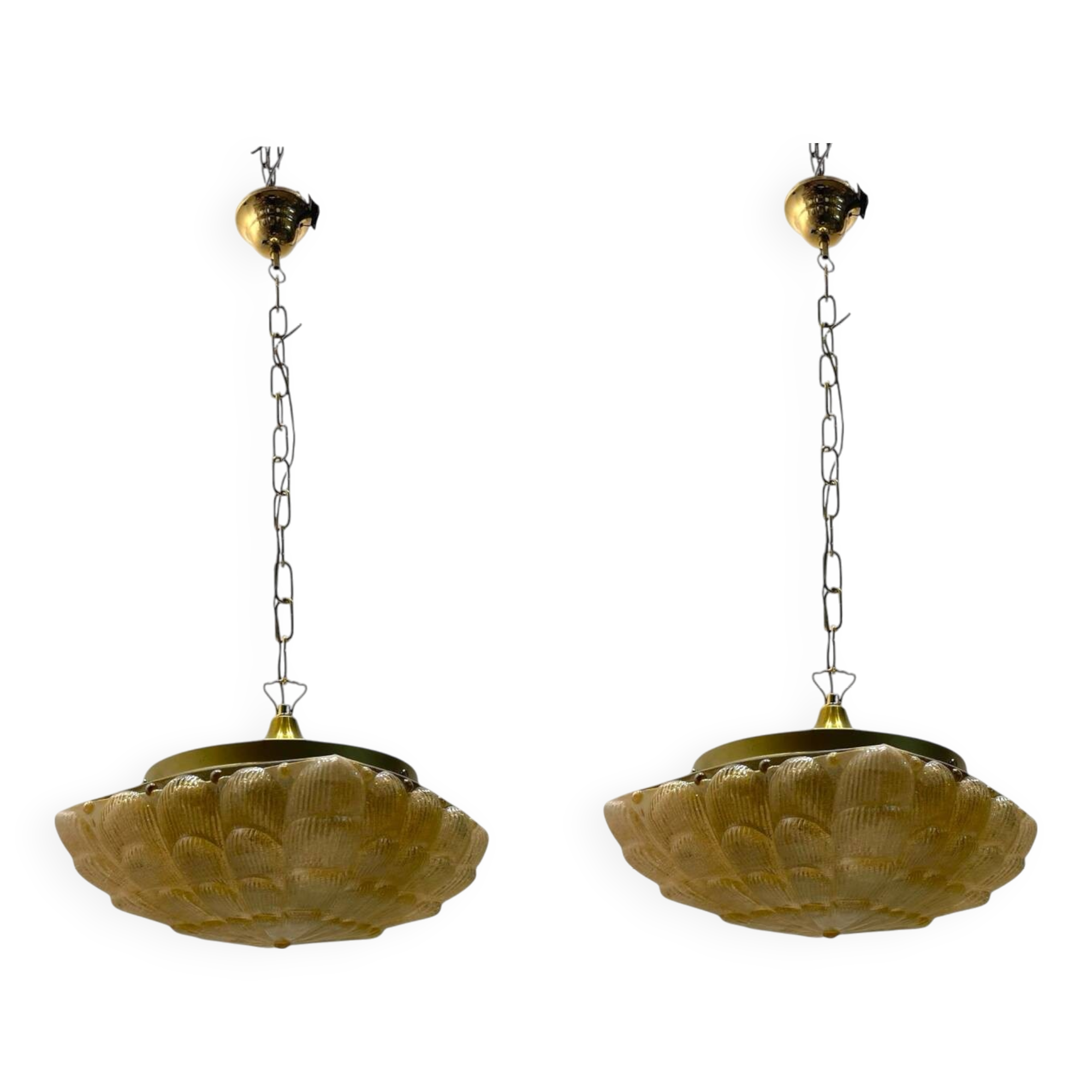 Murano Glass Light Pendants Set of 2 1980’s