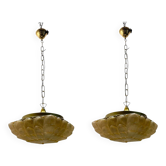 Lot de 2 suspensions lumineuses en verre de Murano, années 1980
