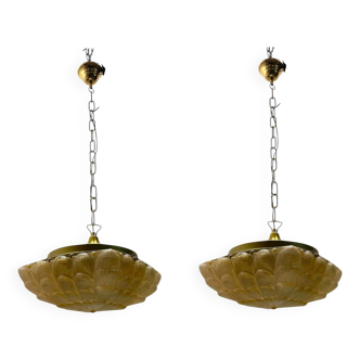 Murano Glass Light Pendants Set of 2 1980’s