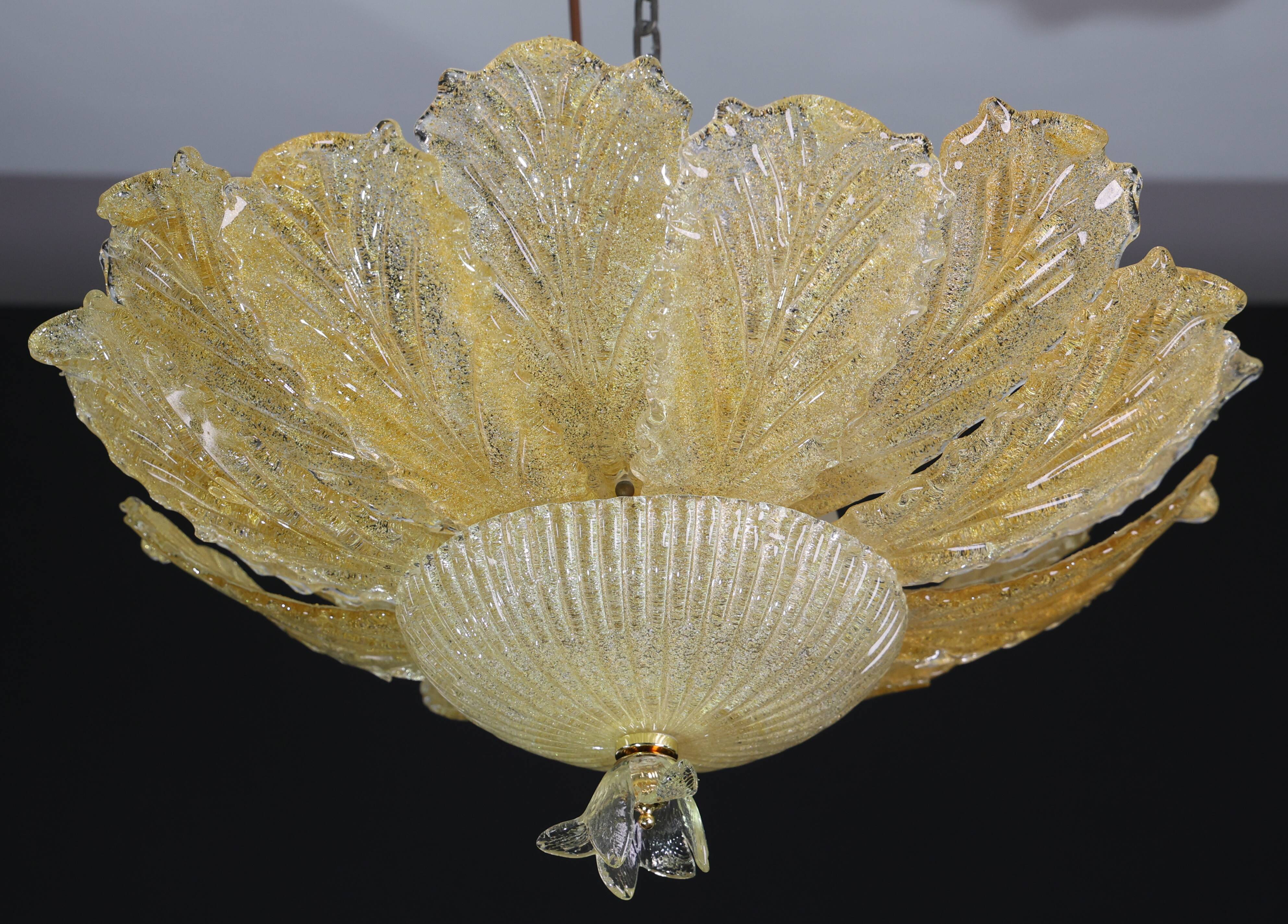 Abu Dhabi, Murano Glass Gold Flush Mount, 1970s