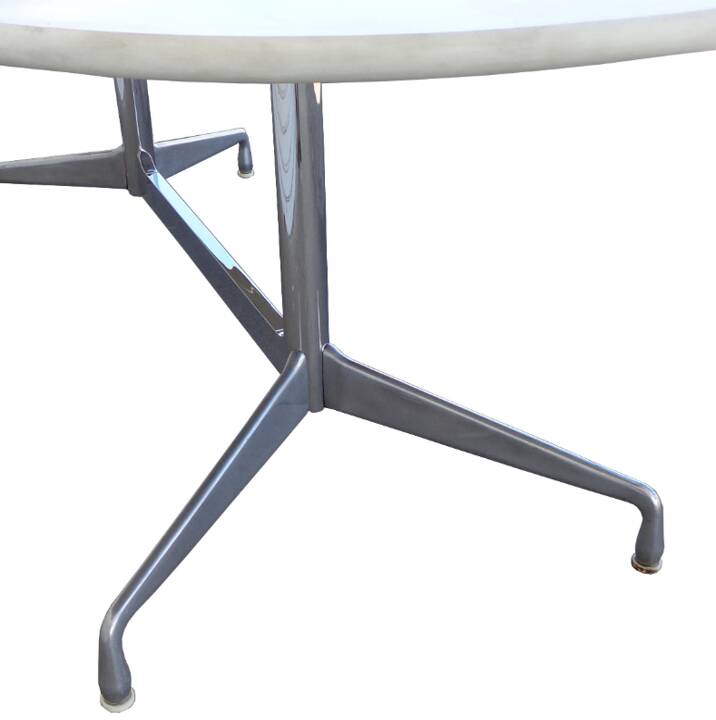 Eames "Segmented" oval table in white marble with stainless steel base, H. Miller 70s