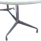 Eames "Segmented" oval table in white marble with stainless steel base, H. Miller 70s