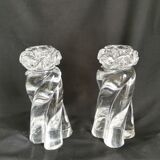 Paire de bougeoirs en cristal de Baccarat France , modèle 1952 , XXème