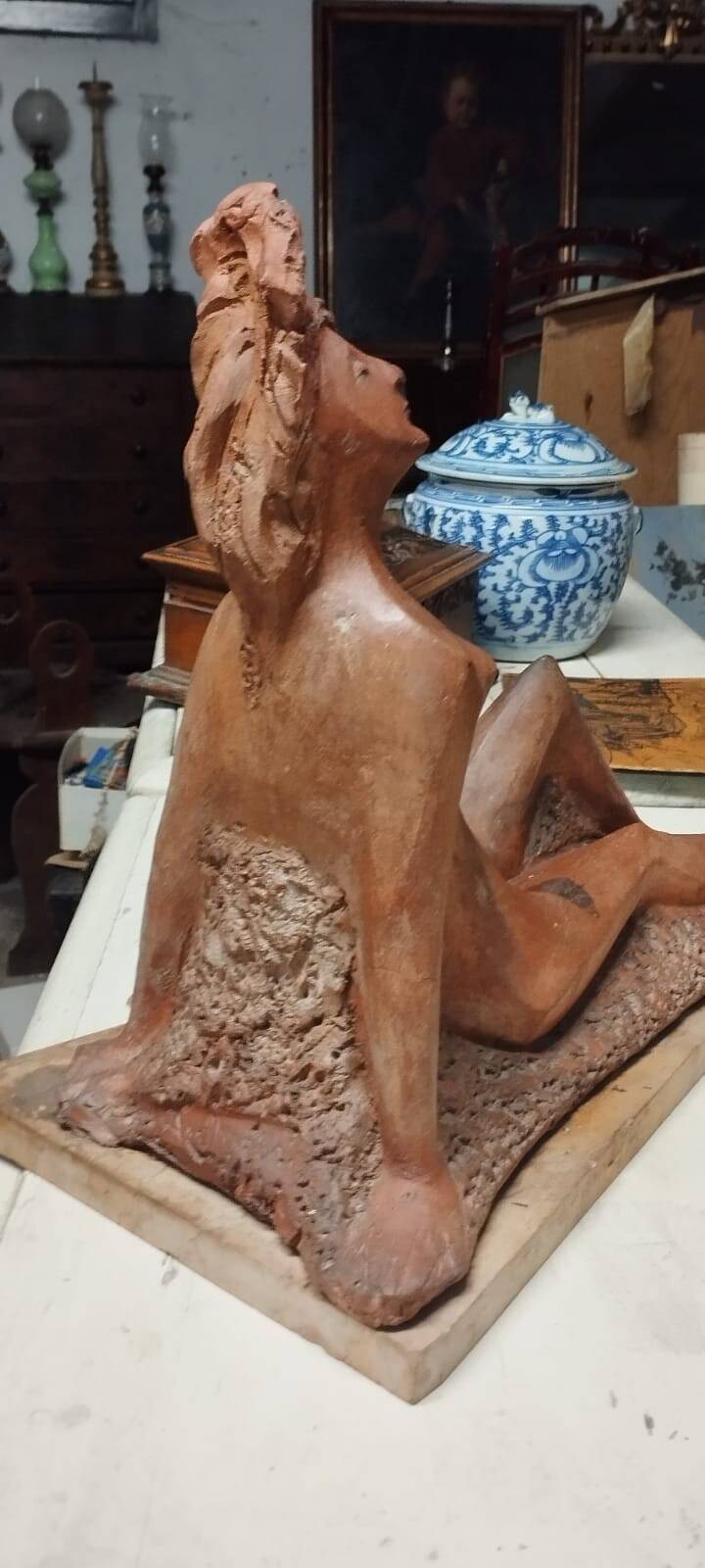 Terracotta sculpture of a female nude by Alberto Sparapani, signed.