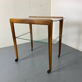Mid-century scandinavian teak and glass trolley side table, 1950s