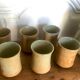 Jug and its vintage stoneware glasses