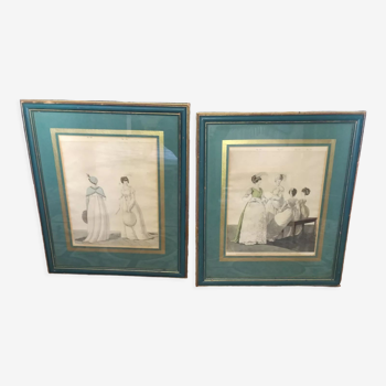 2 fashion prints dated 1800 Heideloff