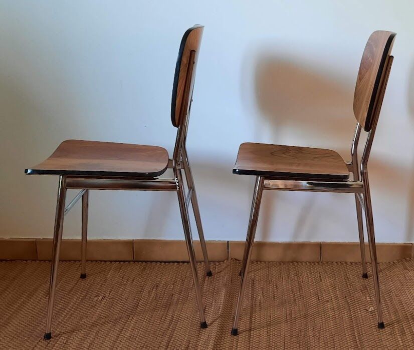 Set of 2 chairs formica walnut