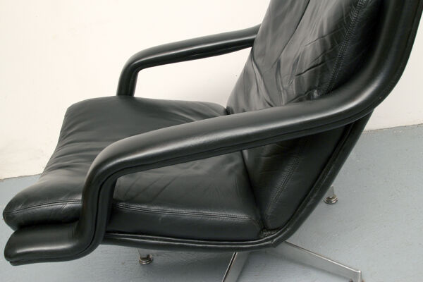 Chaise pivotante en cuir des années 1970 de Geoffrey Hartcourt pour artifort